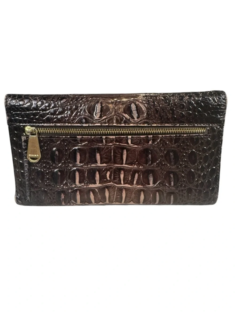 Brahmin Dagny Melbourne Croc Embossed Brown Satchel & Wallet Set